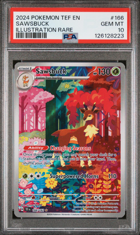 2024 Pokémon Tef EN-Temporal Forces #166 Sawsbuck - Illustration Rare (PSA 10 GEM MINT)